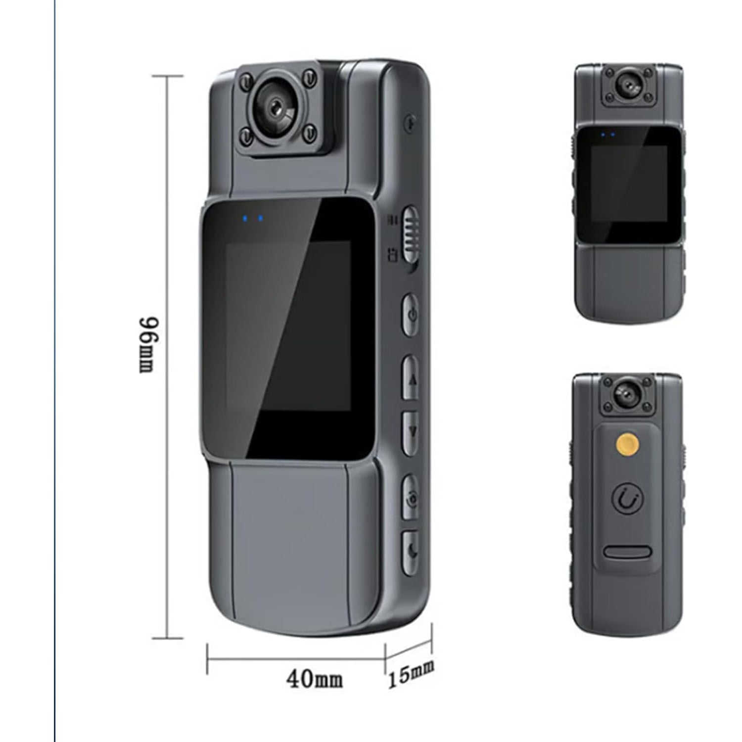 4K Body Camera with Audio/Video Recording, 150° & 180° Rotatable, Night Vision, Motion Detection, 1.54” TFT Screen, 7-Hour Battery, SD Card Compatible for Surveillance, Dash Cam (MP4 Recording)