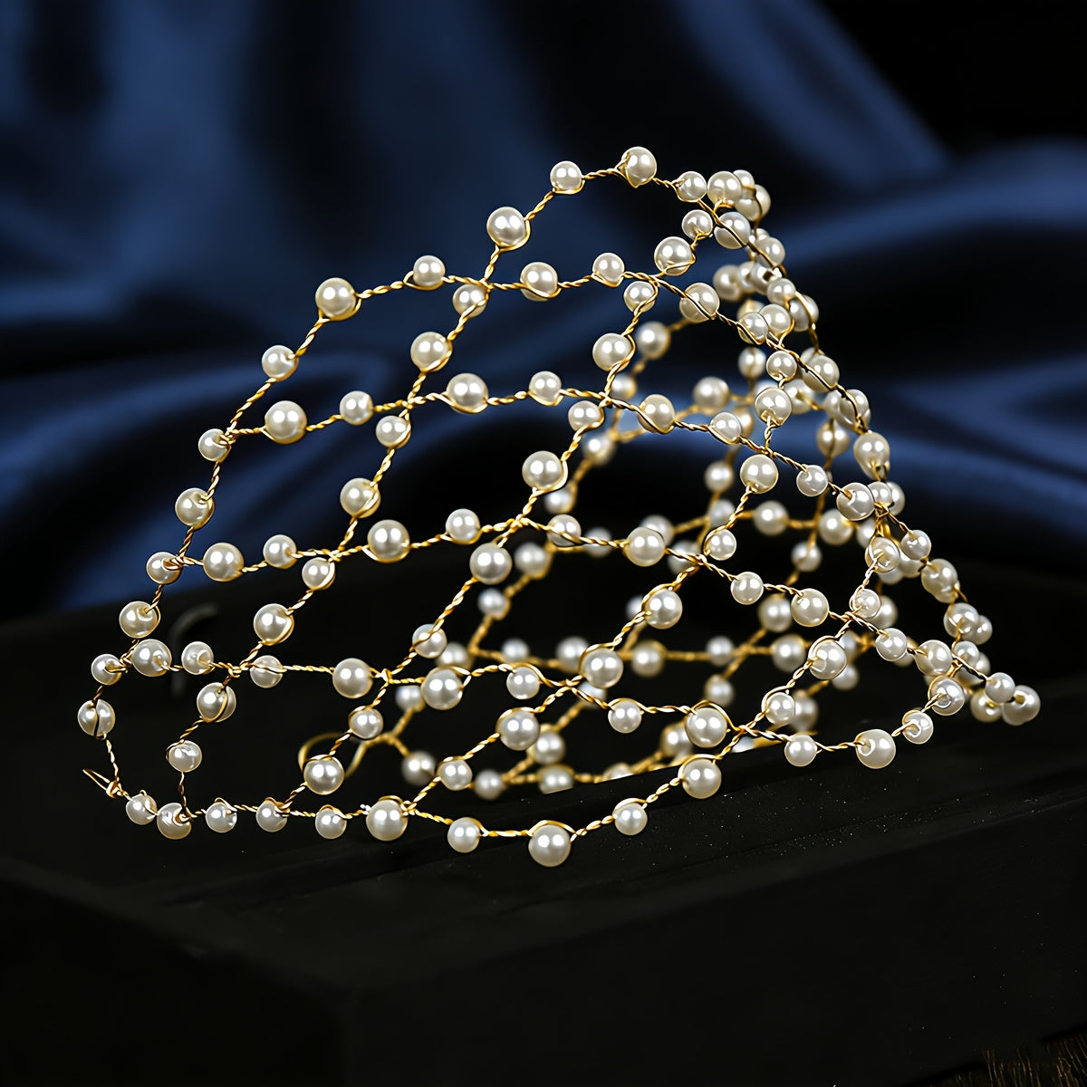Fashionable Handmade Imitation Pearl Hairband Mesh Hair Vine Party Banquet Women's Headwear