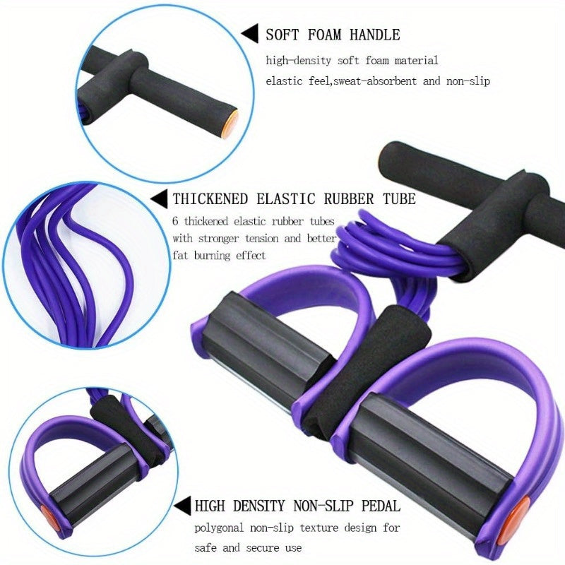 Upgraded High-Tension Resistance Band Six-Tube - Ergonomic Design, Durable Purple Resistance Bands, Suitable for Home Gym, Cardio Exercise, and Strength Training, Exercise Accessory, Fashionable Sports Equipment, Comfortable