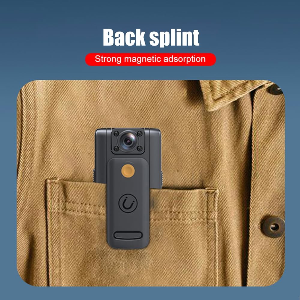 4K Body Camera with Audio/Video Recording, 150° & 180° Rotatable, Night Vision, Motion Detection, 1.54” TFT Screen, 7-Hour Battery, SD Card Compatible for Surveillance, Dash Cam (MP4 Recording)