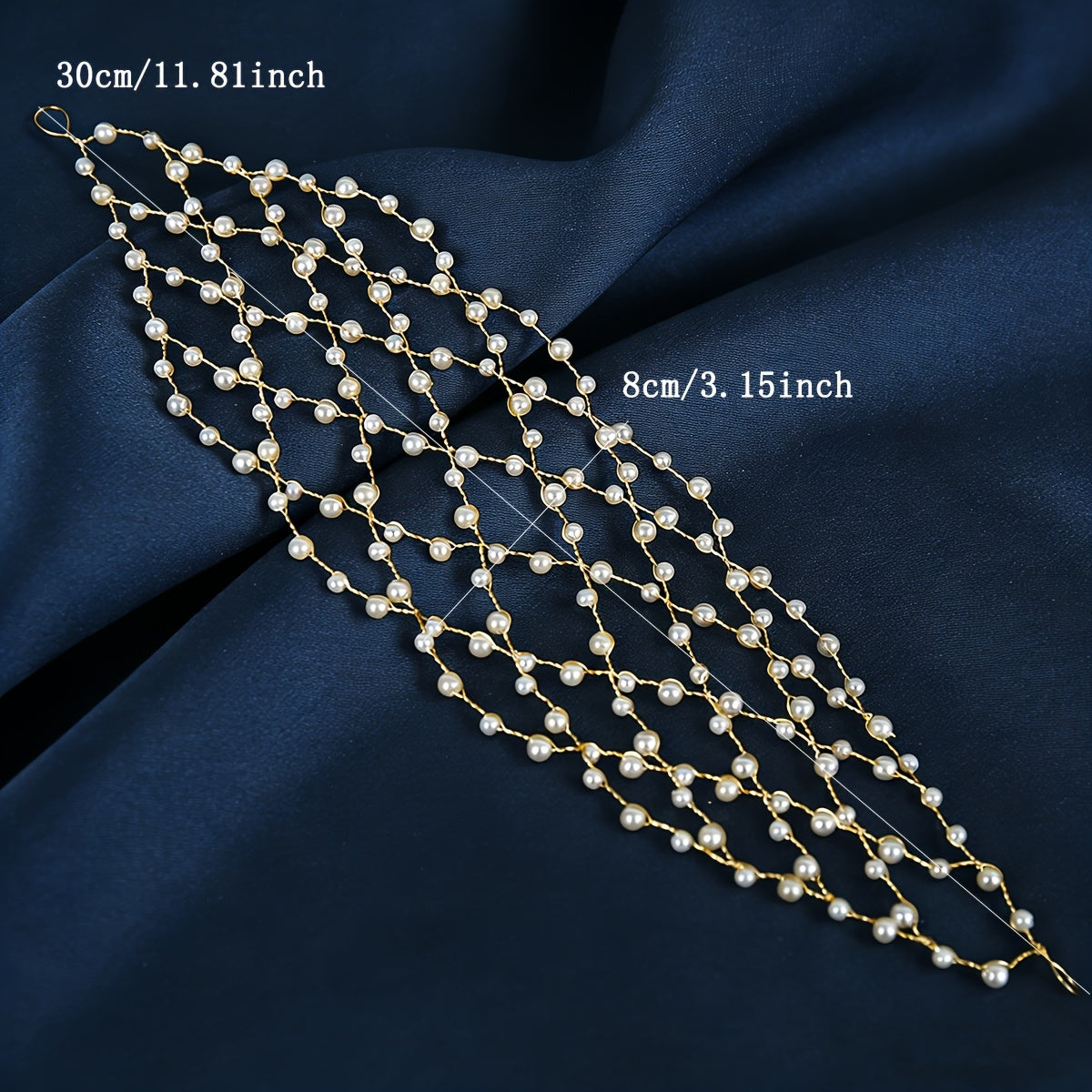Fashionable Handmade Imitation Pearl Hairband Mesh Hair Vine Party Banquet Women's Headwear