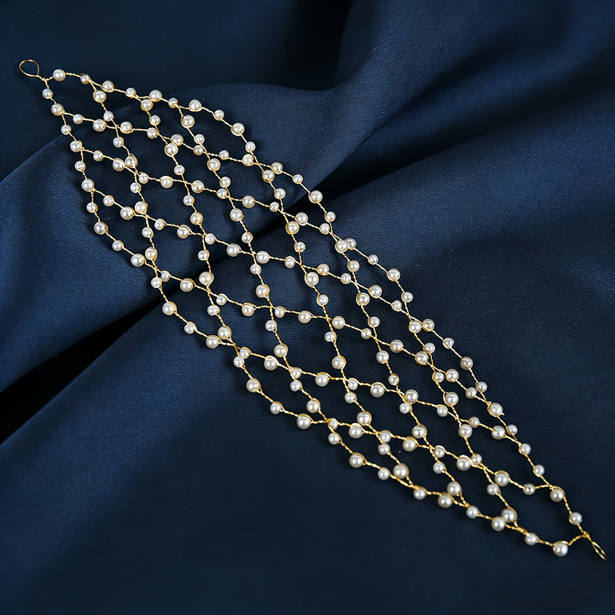 Fashionable Handmade Imitation Pearl Hairband Mesh Hair Vine Party Banquet Women's Headwear