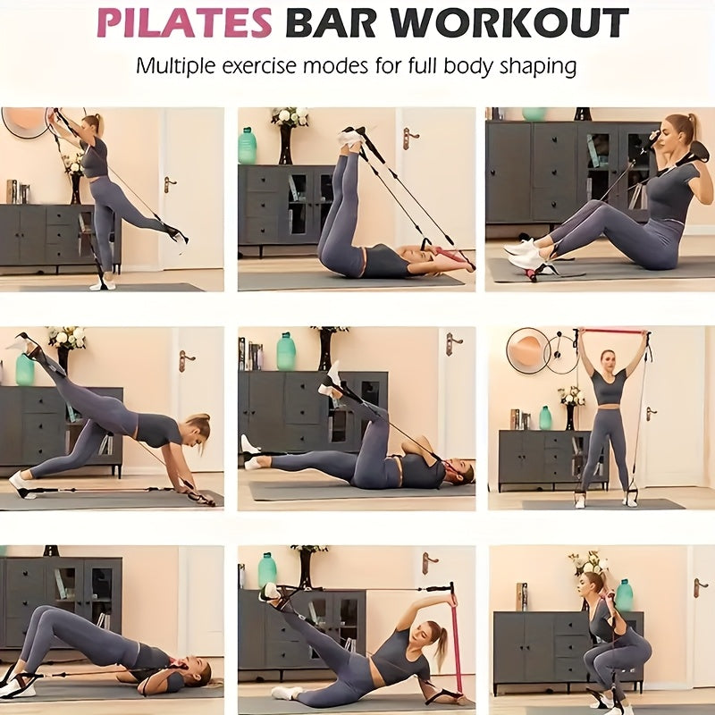 12pcs Pilates Bar Kit with 4 Resistance Bands (160LBS) for Home Gym, Yoga, Squats, And Full Body Shaping - Workout for Legs, Glutes, Waist, And Arms