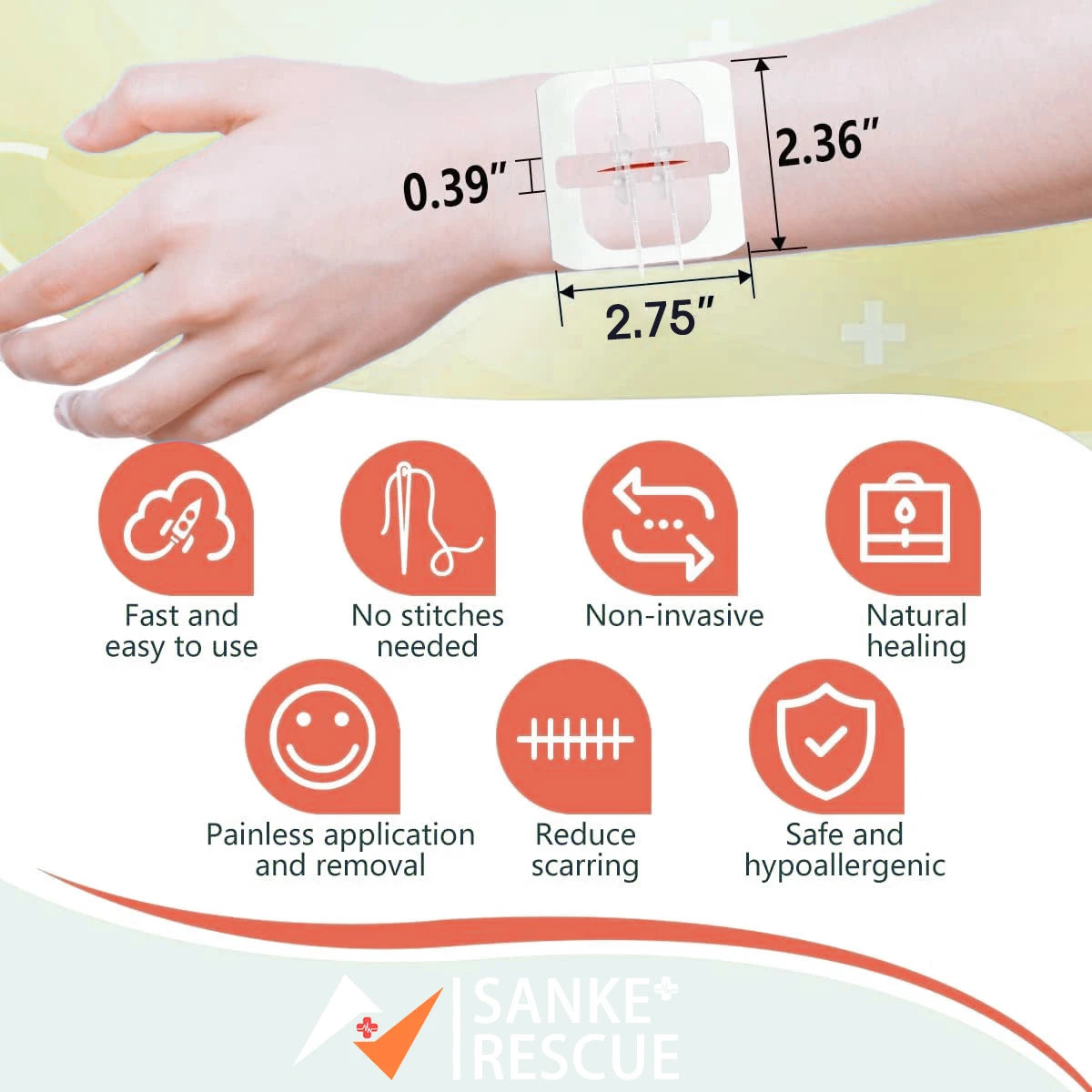 Zipper Pacemaker Closure Device 2-4PCS Zipper Painless Wound Closure Device Suture-free Wound Dressing ...