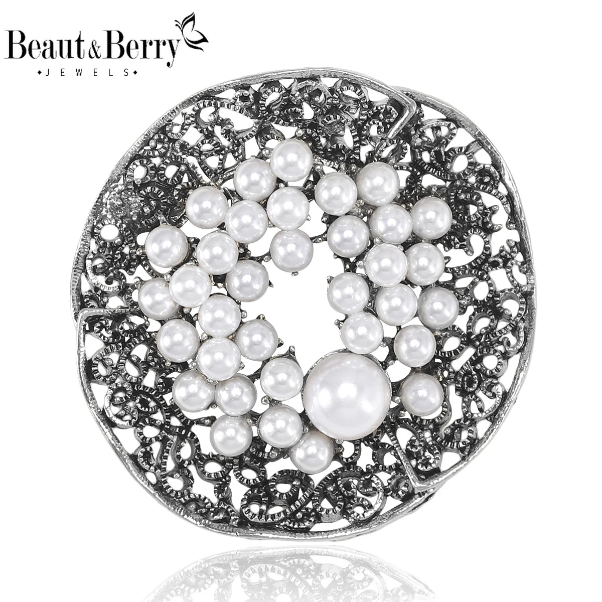 Beaut&Berry Vintage Pearl Wreath Brooches for Women Unisex Plant Pins Friends Party Gifts Banquet Jewellery Accessories