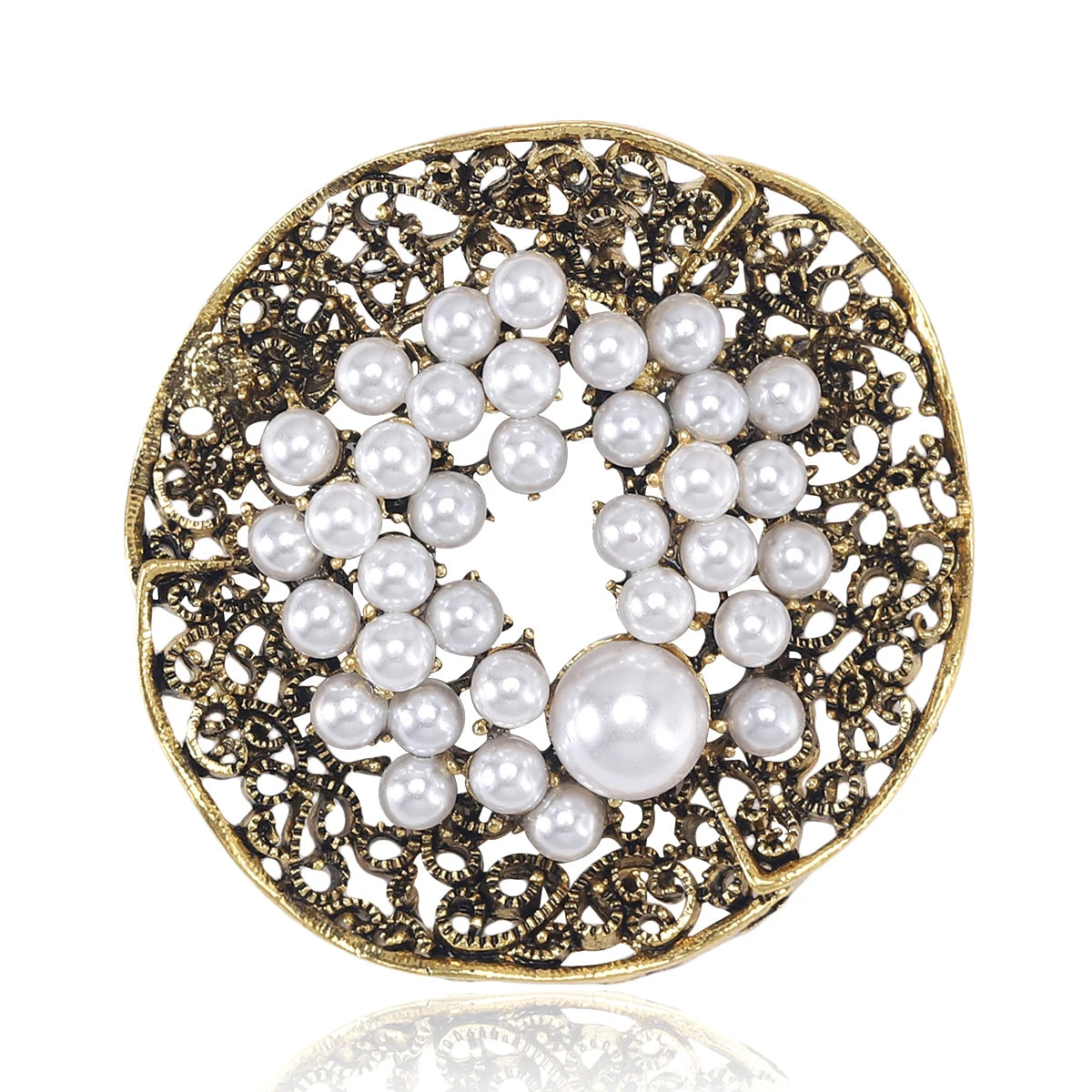 Beaut&Berry Vintage Pearl Wreath Brooches for Women Unisex Plant Pins Friends Party Gifts Banquet Jewellery Accessories