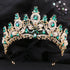 Gold Color Champagne Royal Queen Rhinestone Wedding Crown for Women Crystal Banquet Tiara Party Costume Hair Jewelry Accessories