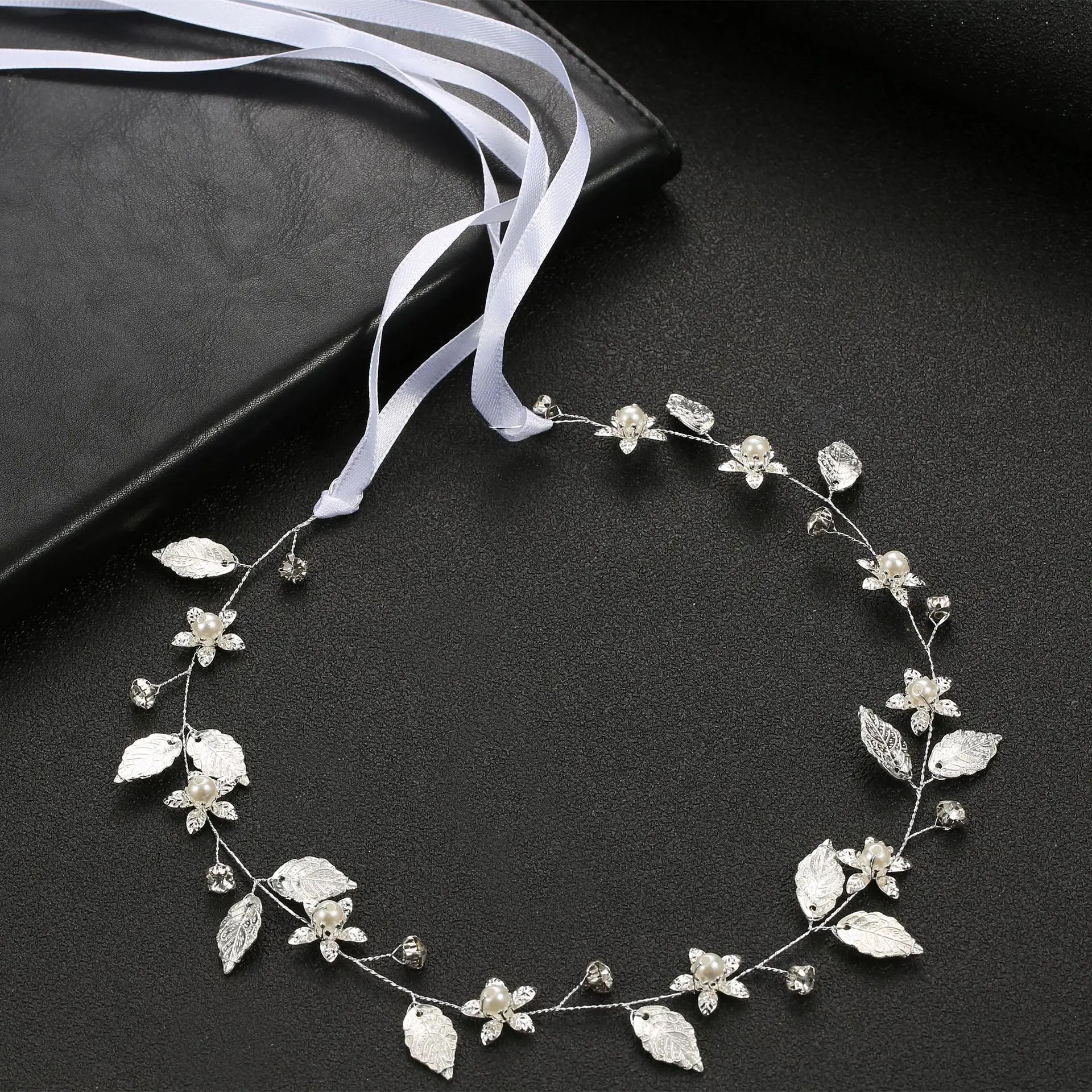 Gold Color Alloy Flower Headbands Artificial Pearl Hairbands Floral Headwear for Bride Wedding Women Girls Party Hair Jewelry