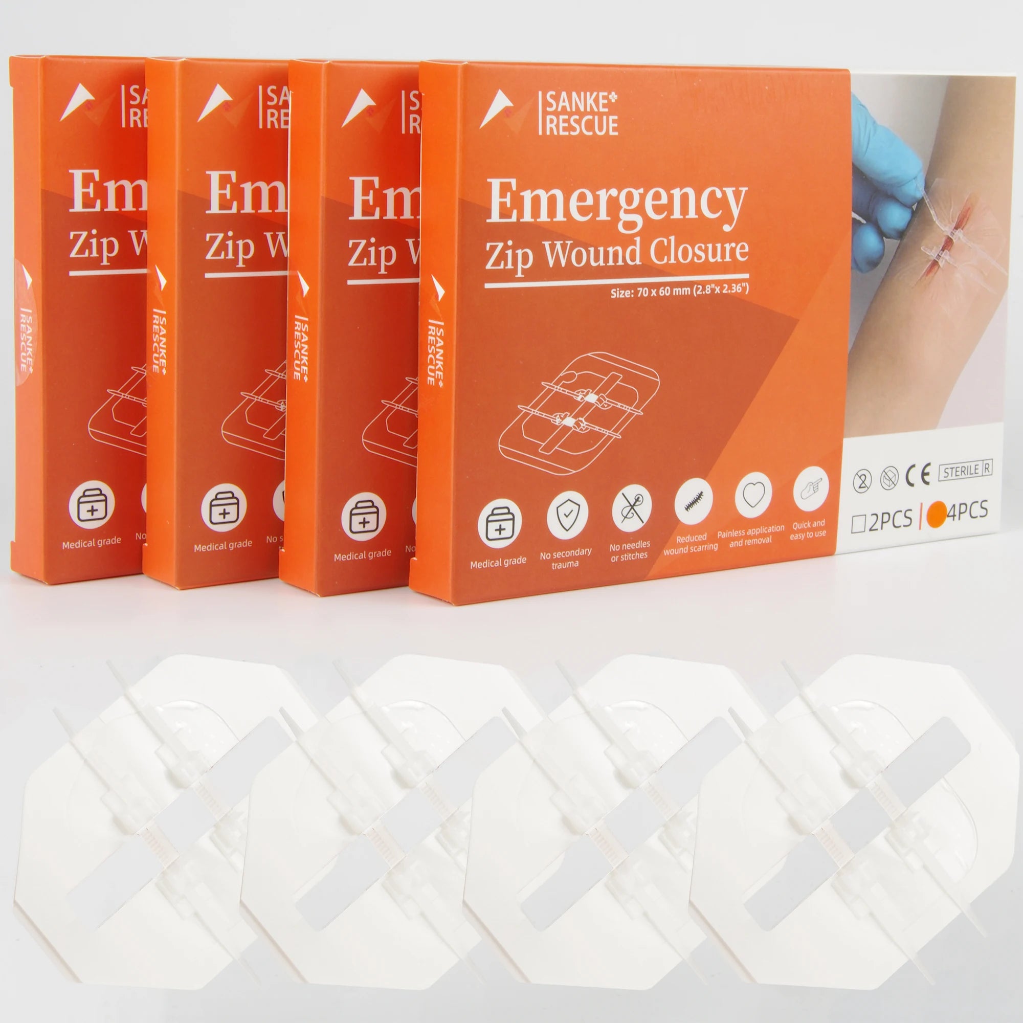 2-4PCS Zipper Painless Wound Closure Device Suture-free Wound Dressing Closure Strips Kit Emergency Laceration Closures for Ifak