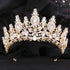 Gold Color Champagne Royal Queen Rhinestone Wedding Crown for Women Crystal Banquet Tiara Party Costume Hair Jewelry Accessories