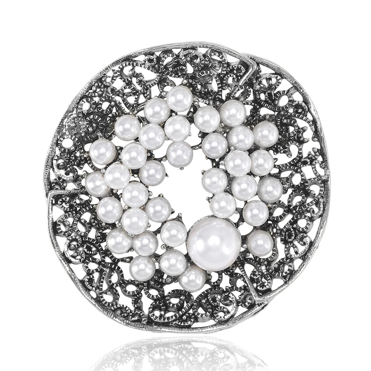 Beaut&Berry Vintage Pearl Wreath Brooches for Women Unisex Plant Pins Friends Party Gifts Banquet Jewellery Accessories