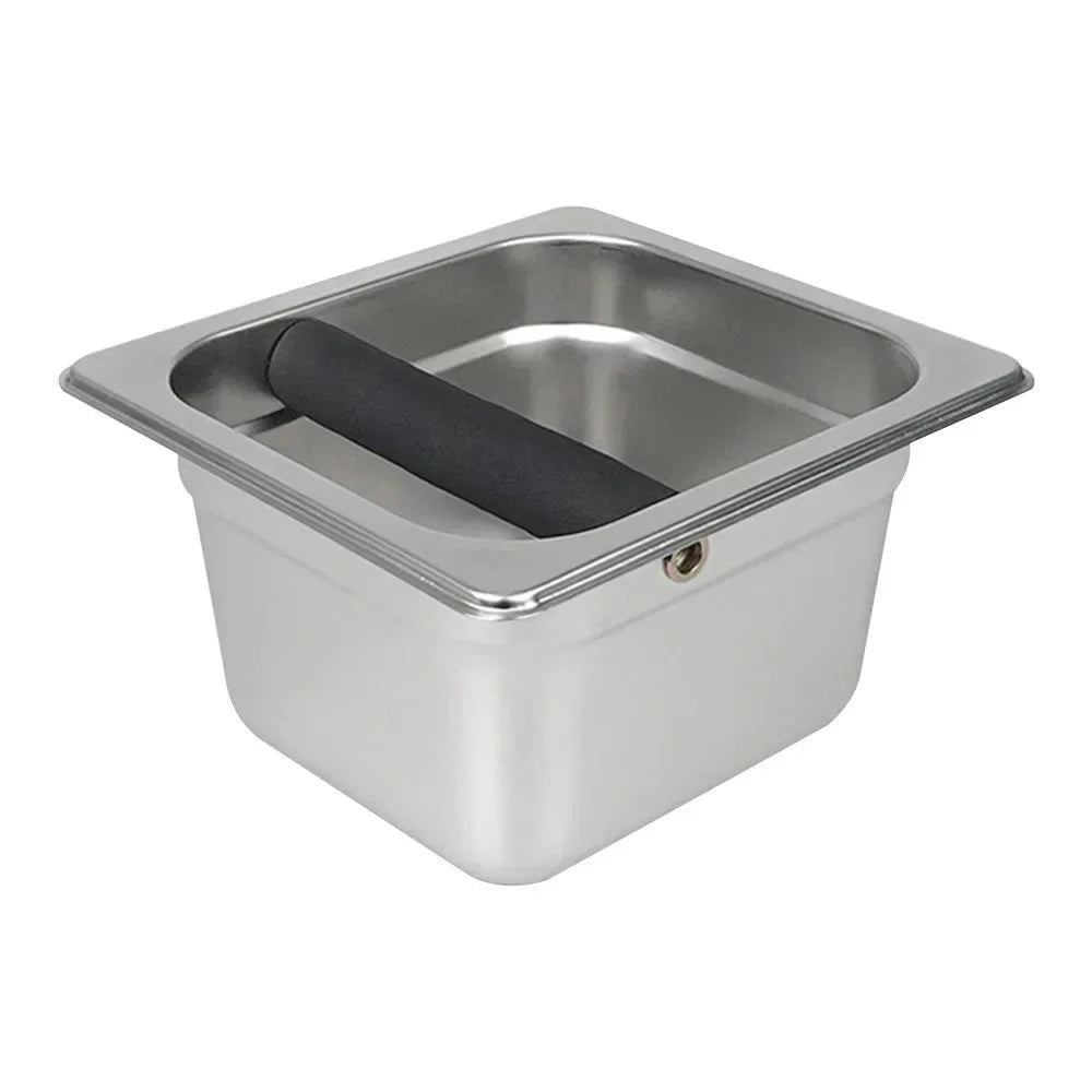 Large Capacity Coffee Knock Box Stainless Steel Coffee Shop Espresso Dump Bin Anti-slip Grind Waste Bin Coffee Grounds Bucket