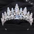 Gold Color Champagne Royal Queen Rhinestone Wedding Crown for Women Crystal Banquet Tiara Party Costume Hair Jewelry Accessories