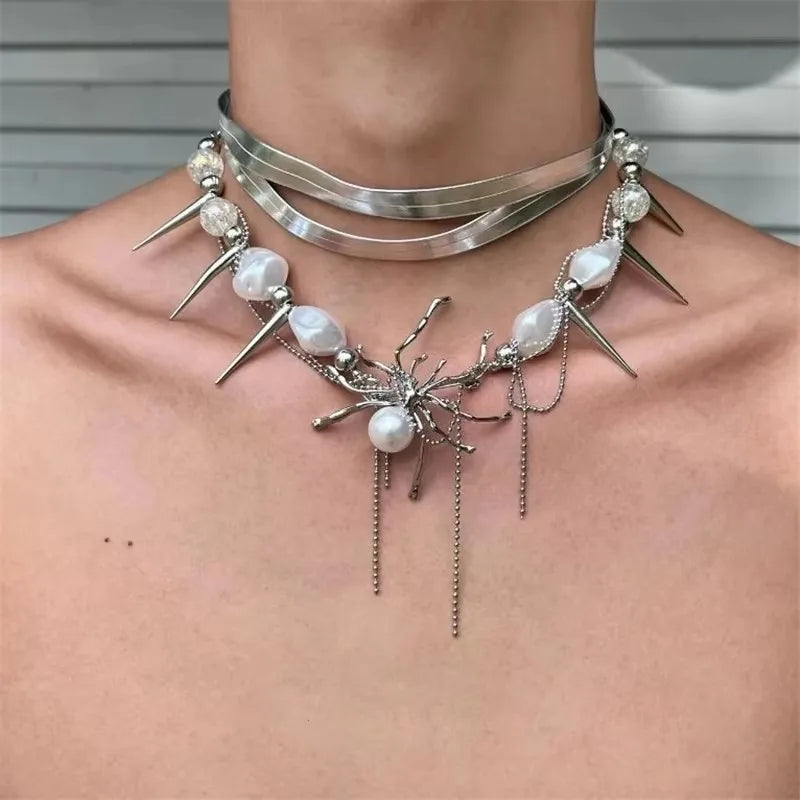 2024 New Vintage Necklace Double-Deck Pearl Tiger-Eye Luxury Court Style Unisex Choker for Women Men Couple Jewelry