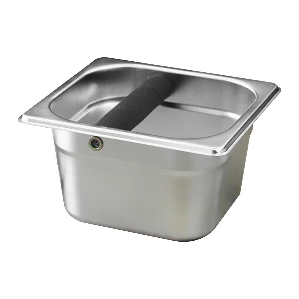 Large Capacity Coffee Knock Box Stainless Steel Coffee Shop Espresso Dump Bin Anti-slip Grind Waste Bin Coffee Grounds Bucket