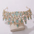 Gold Color Champagne Royal Queen Rhinestone Wedding Crown for Women Crystal Banquet Tiara Party Costume Hair Jewelry Accessories