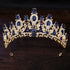 Gold Color Champagne Royal Queen Rhinestone Wedding Crown for Women Crystal Banquet Tiara Party Costume Hair Jewelry Accessories