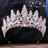 Gold Color Champagne Royal Queen Rhinestone Wedding Crown for Women Crystal Banquet Tiara Party Costume Hair Jewelry Accessories