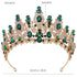 Gold Color Champagne Royal Queen Rhinestone Wedding Crown for Women Crystal Banquet Tiara Party Costume Hair Jewelry Accessories
