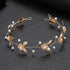 Gold Color Alloy Flower Headbands Artificial Pearl Hairbands Floral Headwear for Bride Wedding Women Girls Party Hair Jewelry