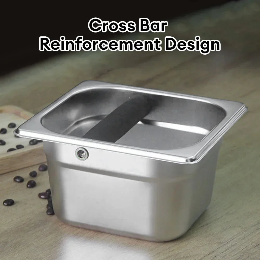 Large Capacity Coffee Knock Box Stainless Steel Coffee Shop Espresso Dump Bin Anti-slip Grind Waste Bin Coffee Grounds Bucket