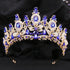 Gold Color Champagne Royal Queen Rhinestone Wedding Crown for Women Crystal Banquet Tiara Party Costume Hair Jewelry Accessories