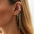Korean Temperament Imitation Pearl Metal Chain Long Tassel C - Shaped No Ear Holes Earbone Clip for Women Clip Earrings Jewelry