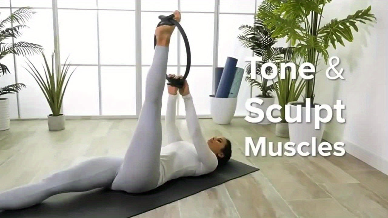 [8pcs Premium Yoga Set] 7pcs Premium Non-Slip Yoga Pilates Set | Exercise Rings for Flexibility And Strength Training, Home Fitness Equipment for Toning