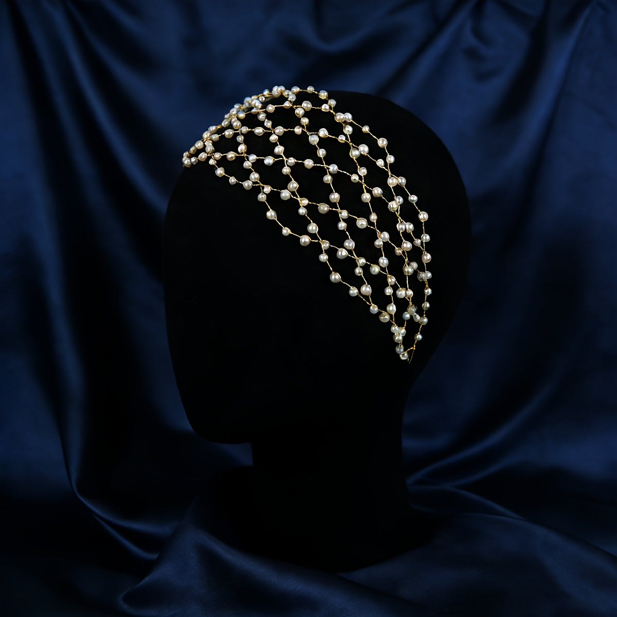 Fashionable Handmade Imitation Pearl Hairband Mesh Hair Vine Party Banquet Women's Headwear