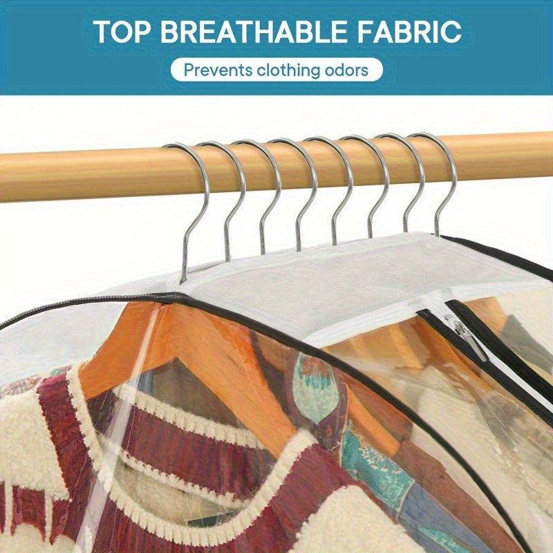 Garment Bags Designed for Hanging Apparel, Closet Storage Solutions for Coats, Jackets, And Shirts - Sturdy Plastic Wardrobe Protectors Featuring a Zipper Closure, Clothing Storage Options | Decorative Garment Bag | Robust Pl