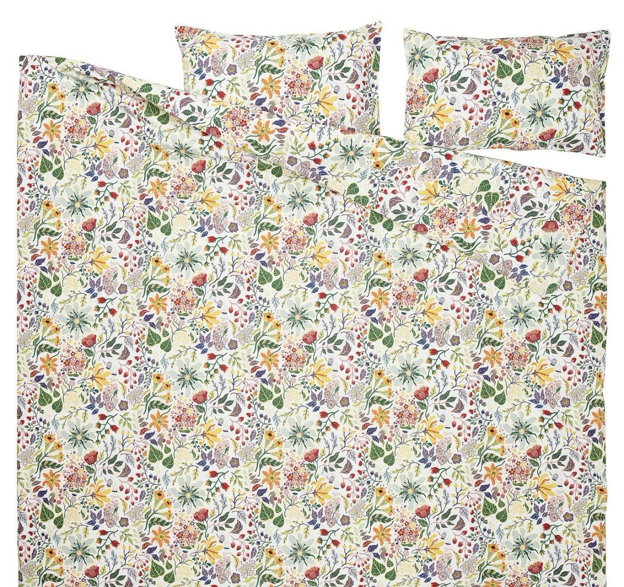IKEA STRANDLUMMER Full/Queen Duvet cover + 2 pillowcases, White Floral, NEW