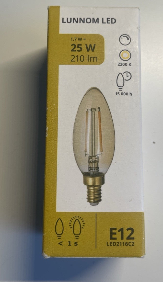 Ikea LUNNOM LED Bulb E12 210 lumen, Dimmable/ Clear Glass