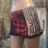 Y2K cheetah leopard mini skirt with sequins and lace upcycled