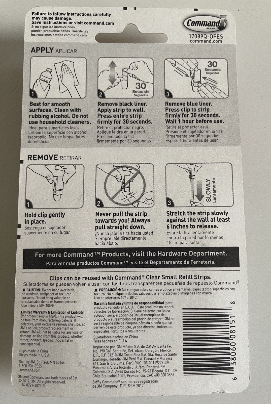 Command Strips Spring, 4 Clips/5 Strips 1 Pack