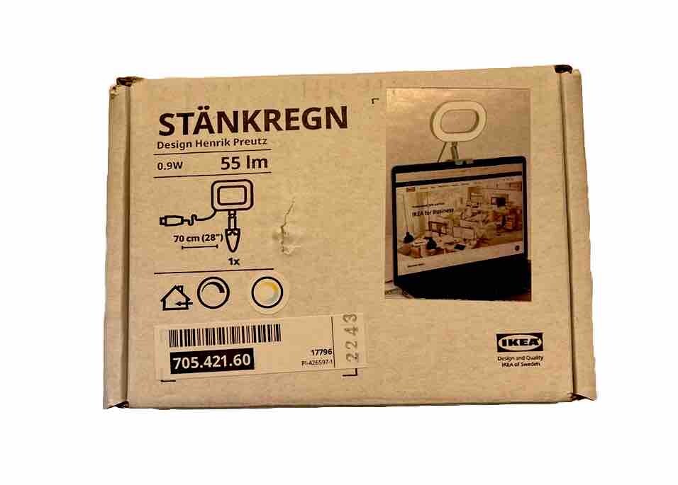 Ikea STÄNKREGN LED ring lamp, for Laptop dimmable/Touch, turquoise, Adjustable