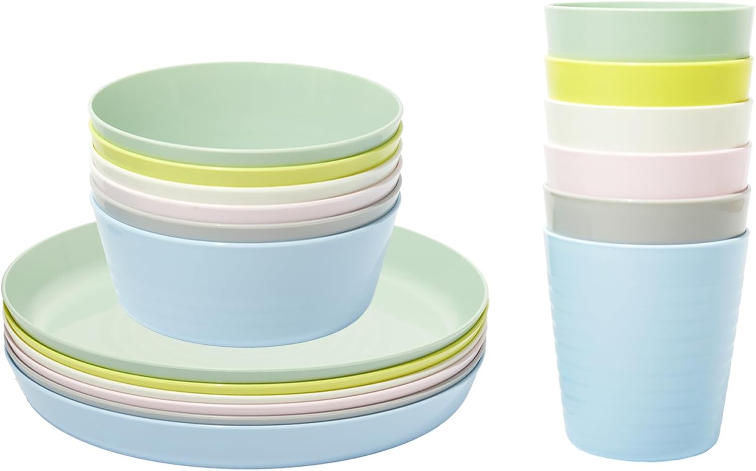 Ikea Kalas BPA Free Plastic Kids Tableware Set - Bowl, Plate, Cup and Cutlery - Pastel Colours