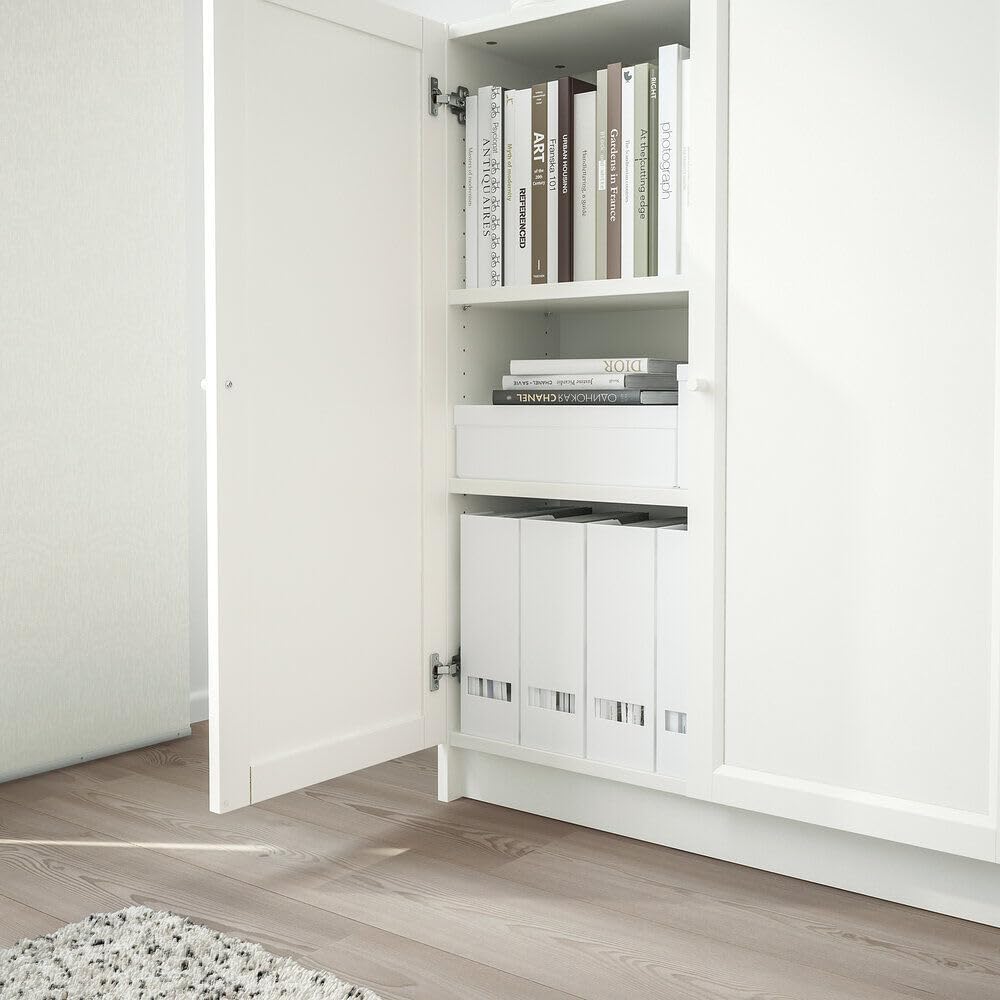 BILLY/OXBERG Bookcase, Living Room Cabinet with Doors 31 1/2x11 3/4x41 3/4 "White, Storage Furniture