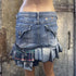 Y2k mini pleated denim skirt upcycled reworked