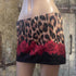Y2K cheetah leopard and roses beaded mini skirt handmade upcycled