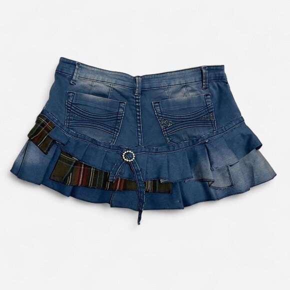 upcycled reworked Y2k mini pleated denim skirt