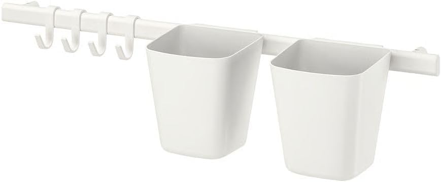 SUNNERSTA Container, white, Set of 4 with Rail Hanger
