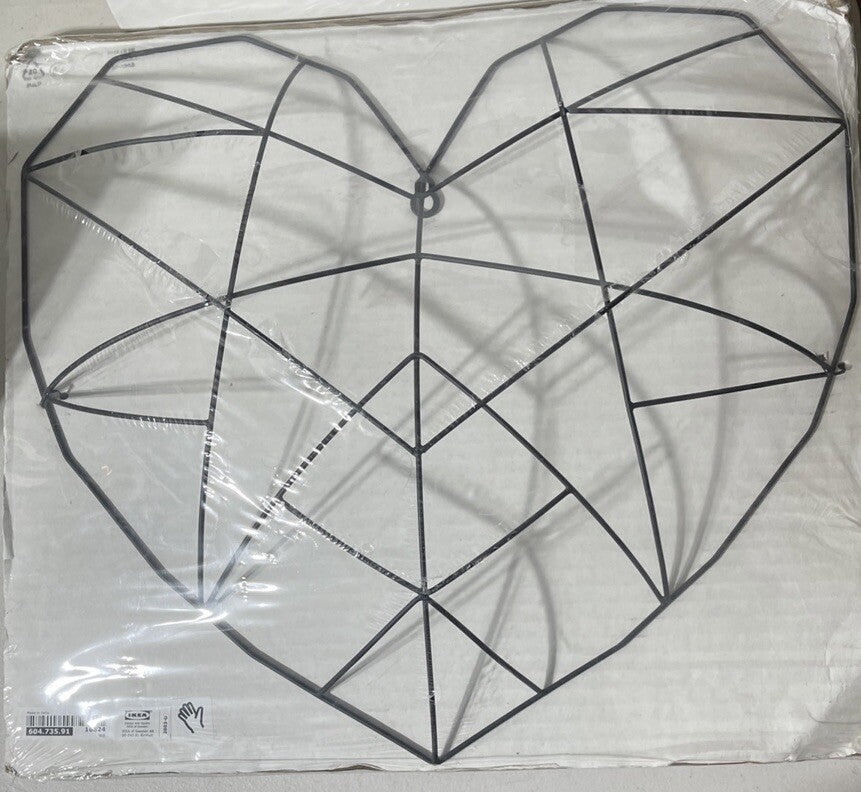 IKEA, VÄTTLÖSA Metal Heart Wall Home Decor Art Black  17 in x15 in NEW